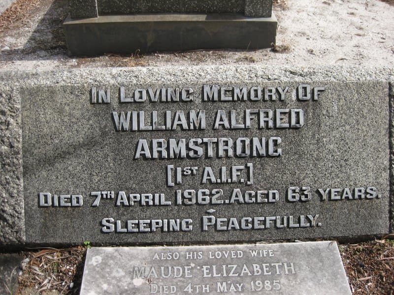 William Alfred ARMSTRONG gravestone photograph 1