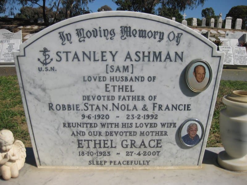 Stanley (Sam) ASHMAN gravestone photograph 1