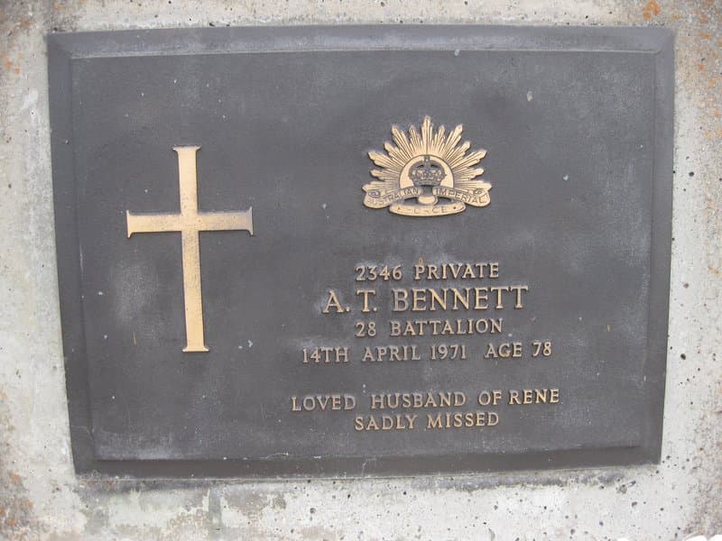 Albert Thomas BENNETT gravestone photograph 1