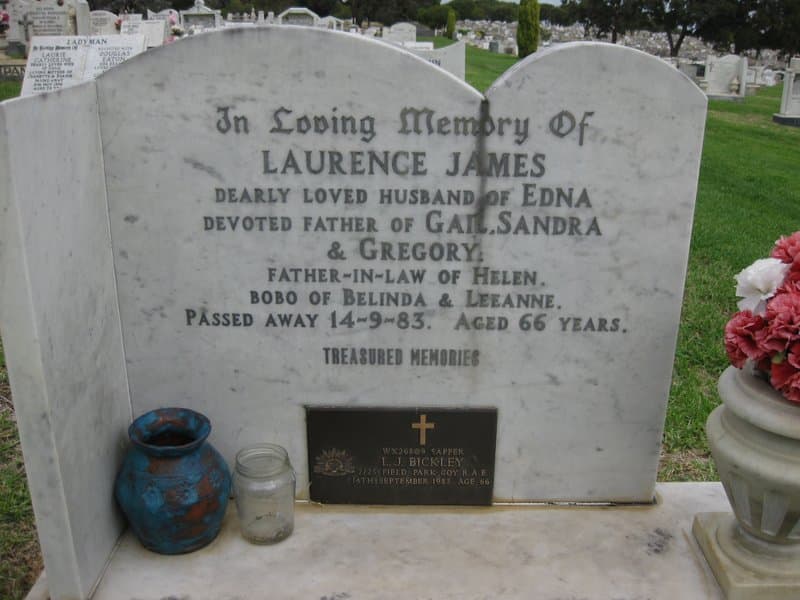 Laurence James Absolam BICKLEY gravestone photograph 2