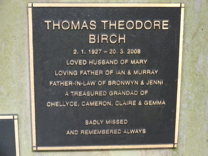 Thomas Theodore BIRCH gravestone photograph 1