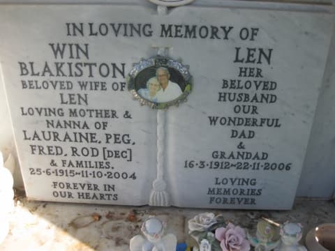 Leonard Fredrick BLAKISTON gravestone photograph 1