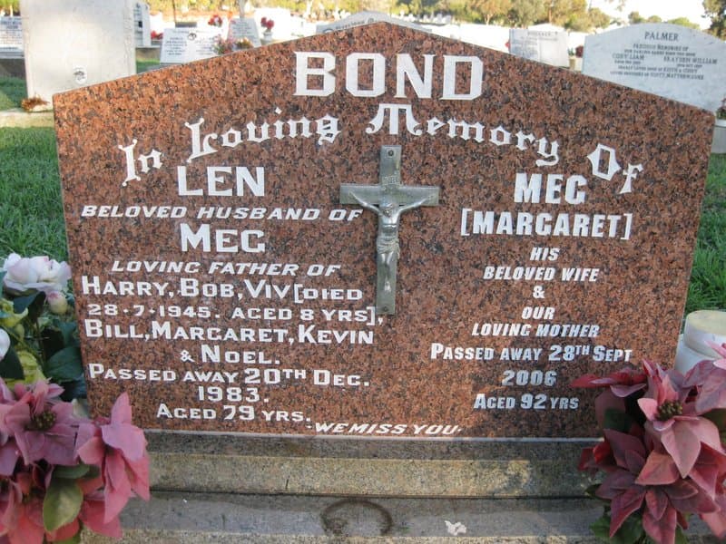Leonard Cyril BOND gravestone photograph 1