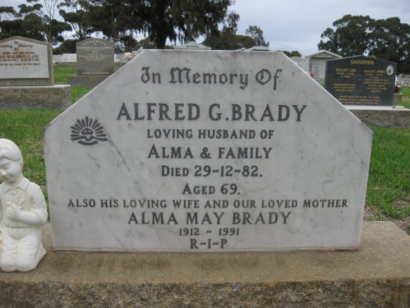 Alfred George BRADY gravestone photograph 1