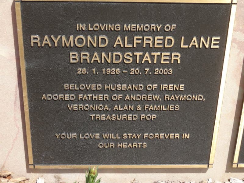 Raymond Alfred Lane BRANDSTATER gravestone photograph 1