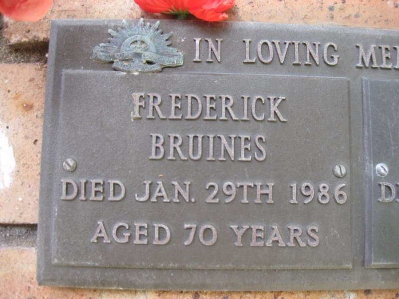 Frederick BRUINES gravestone photograph 1