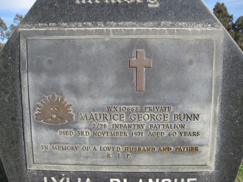 Maurice George BUNN gravestone photograph 1