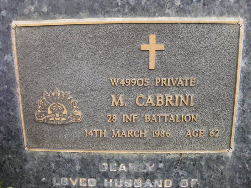 Modesto CABRINI gravestone photograph 1