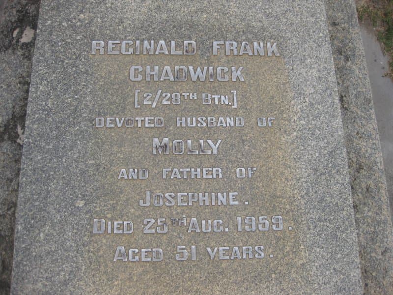Reginald Frank CHADWICK gravestone photograph 1