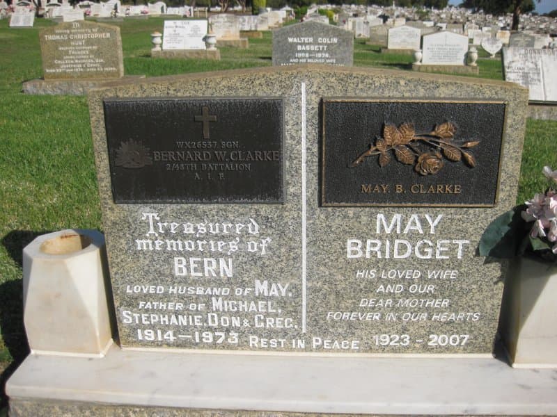 Bernard Winston CLARKE gravestone photograph 2