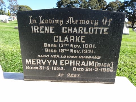 Mervyn Ephraim "Dick" CLARKE gravestone photograph 1
