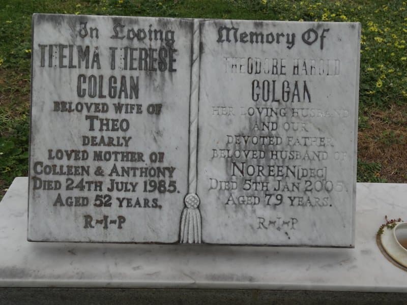 Theodore Harold COLGAN gravestone photograph 2