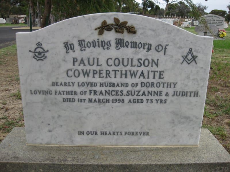 Paul Coulson COWPERTHWAITE gravestone photograph 1