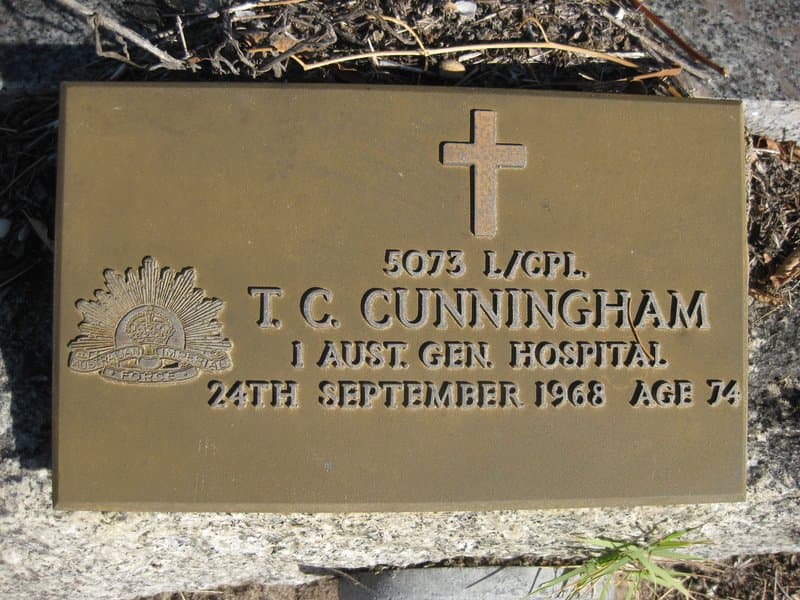 Thomas Clinton CUNNINGHAM gravestone photograph 1