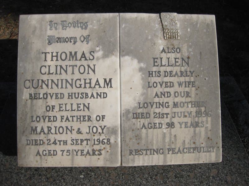 Thomas Clinton CUNNINGHAM gravestone photograph 2