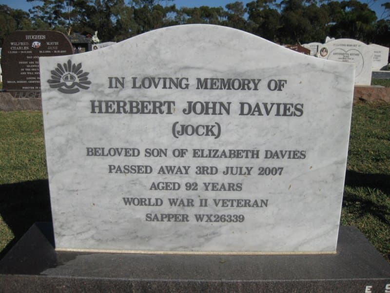 Herbert John DAVIES gravestone photograph 1