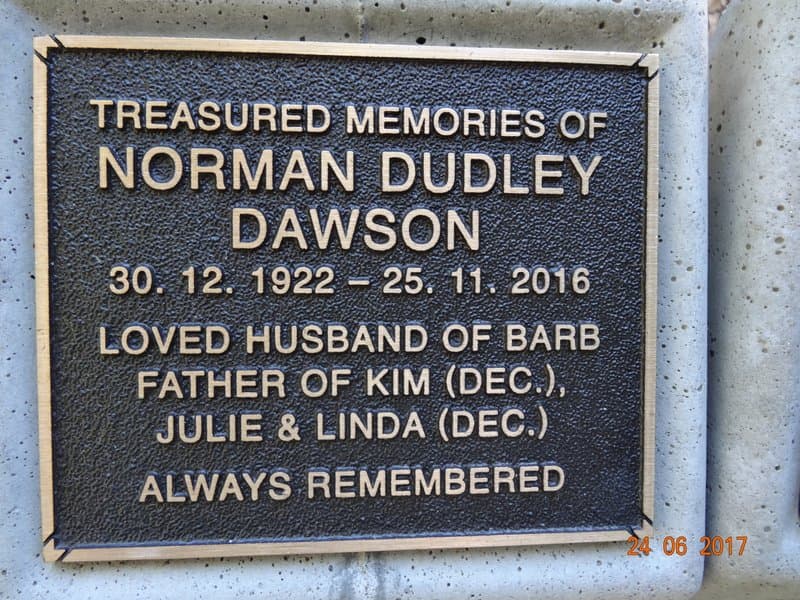 Norman Dudley DAWSON gravestone photograph 2