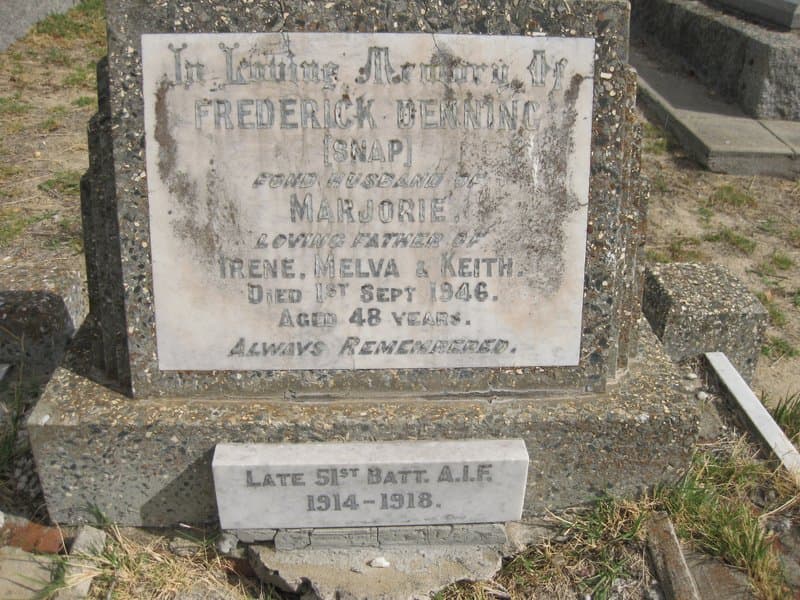 Frederick (Snap) DENNING gravestone photograph 1