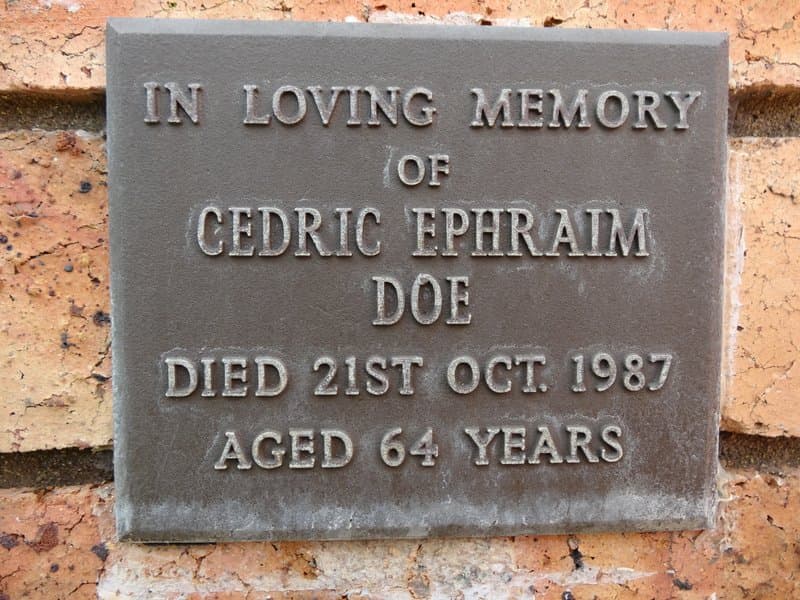 Cedric Ephraim DOE gravestone photograph 1