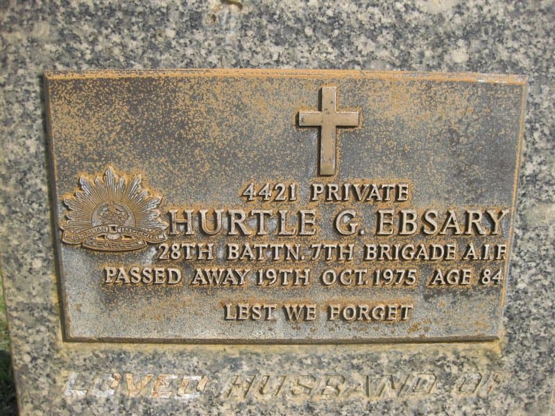 Hurtle Gordon EBSARY gravestone photograph 1