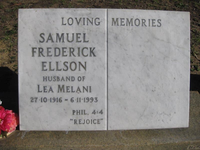 Samuel Frederick ELLSON gravestone photograph 1