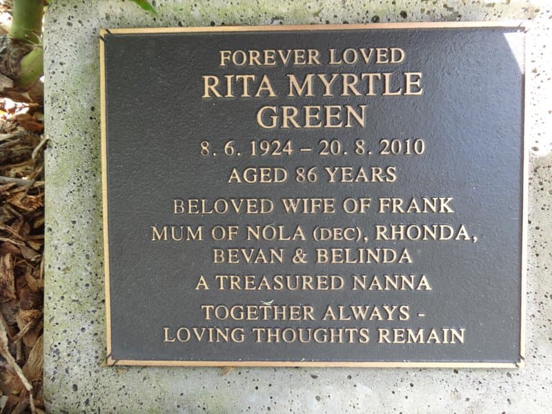Rita Myrtle GREEN gravestone photograph 1