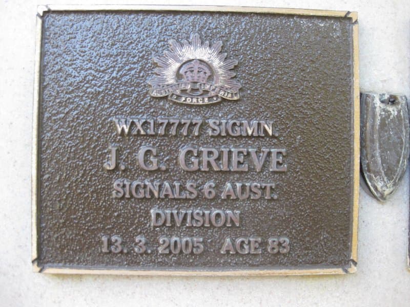 John George Ramsay (Jack) GRIEVE gravestone photograph 1