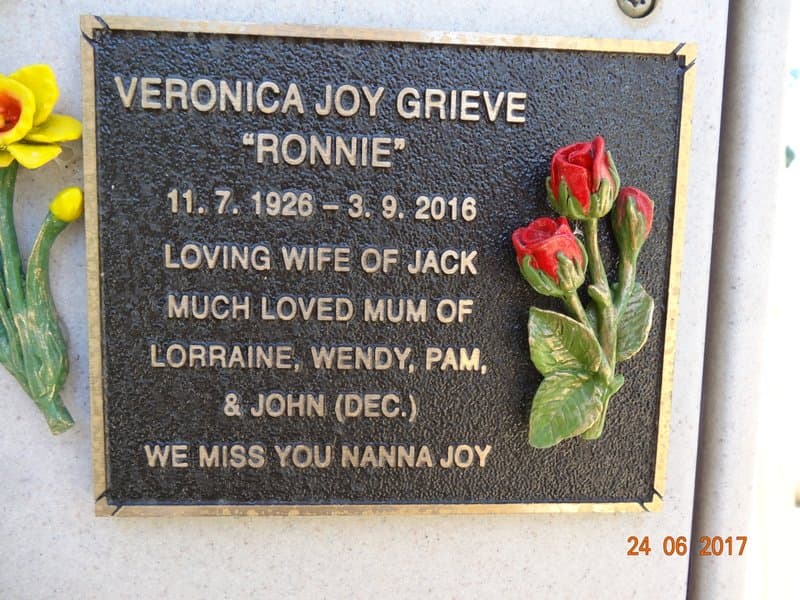John George Ramsay (Jack) GRIEVE gravestone photograph 2