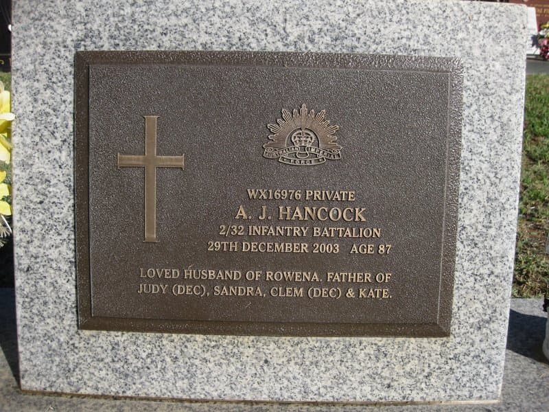 Alexander John HANCOCK gravestone photograph 1