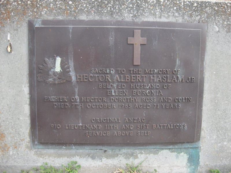 Hector Albert HASLAM gravestone photograph 1