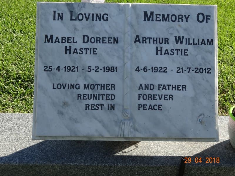 Arthur William HASTIE gravestone photograph 1