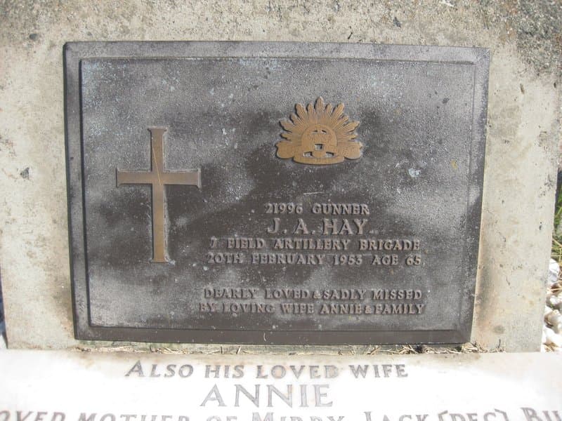 James Alexander HAY gravestone photograph 1