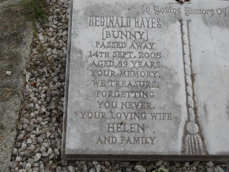 Reginald William George HAYES gravestone photograph 2