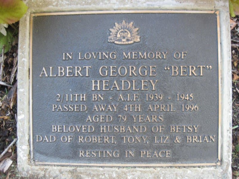 Albert George HEADLEY gravestone photograph 1