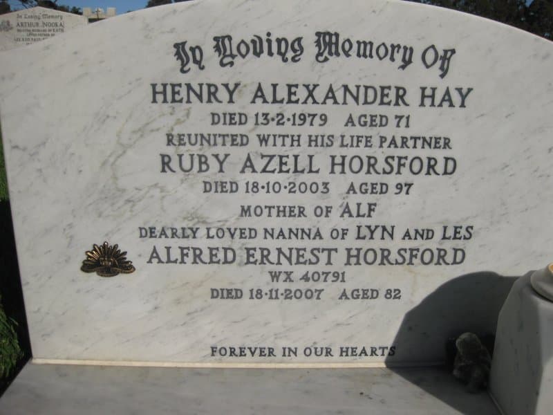 Alfred Ernest HORSFORD gravestone photograph 1