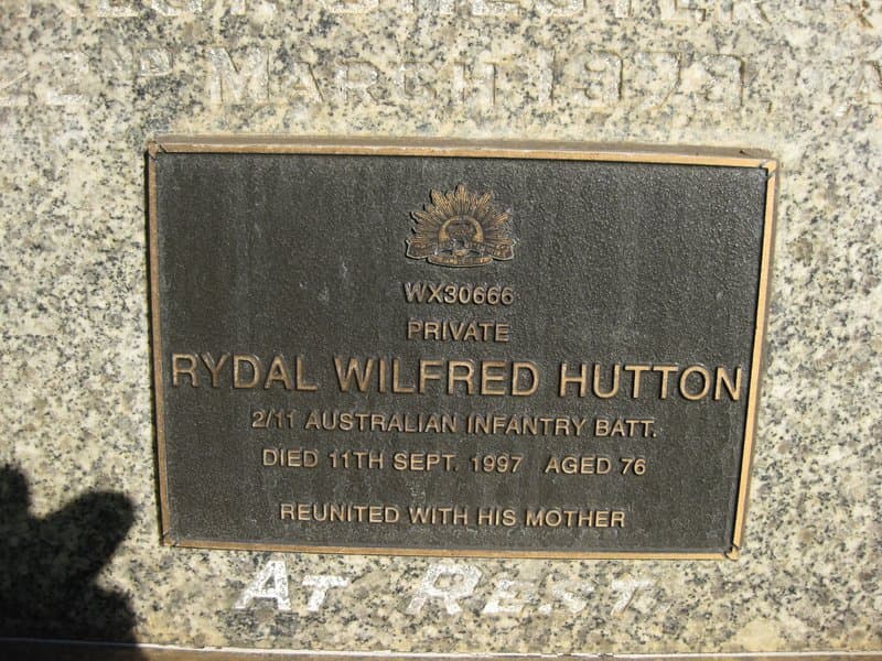 Rydal Wilfred HUTTON gravestone photograph 1