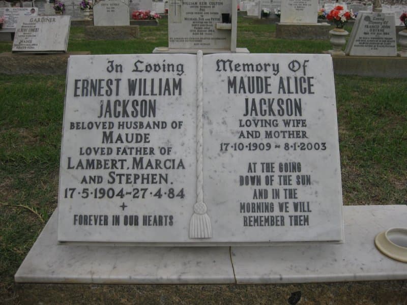 Ernest William JACKSON gravestone photograph 1