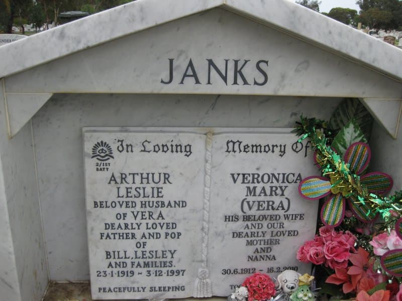 Arthur JANKS gravestone photograph 1