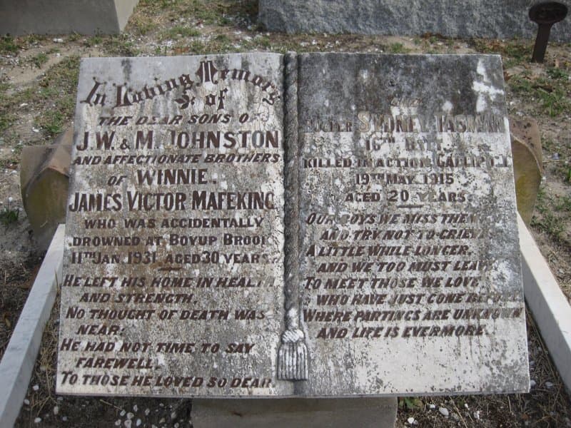 Sydney Tasman JOHNSTON gravestone photograph 1