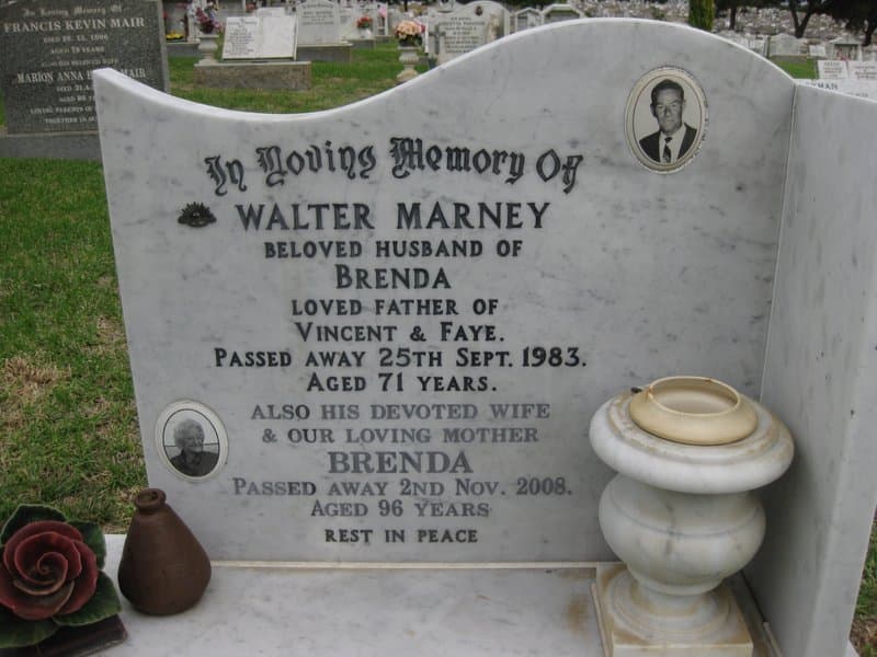 Walter James MARNEY gravestone photograph 1