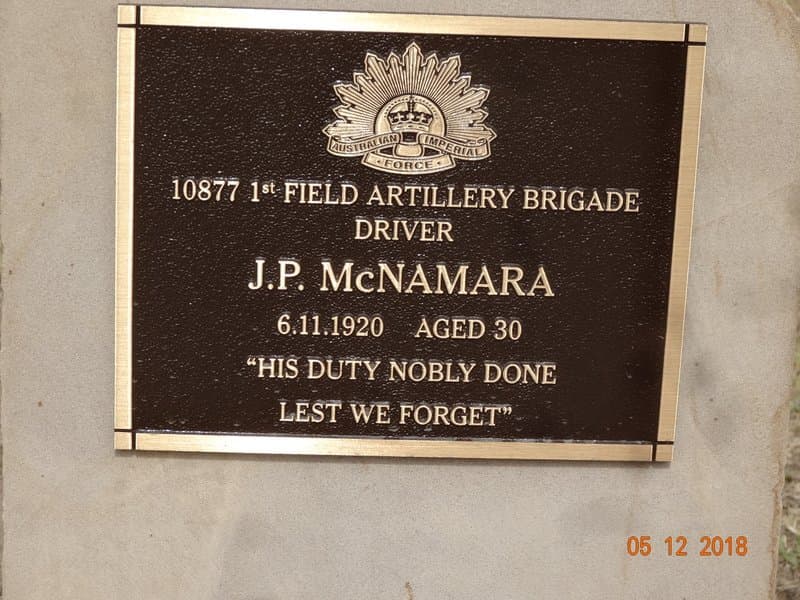 James Patrick MCNAMARA gravestone photograph 1