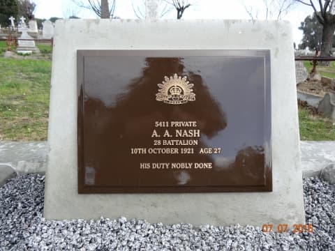 Alfred Arthur NASH gravestone photograph 3