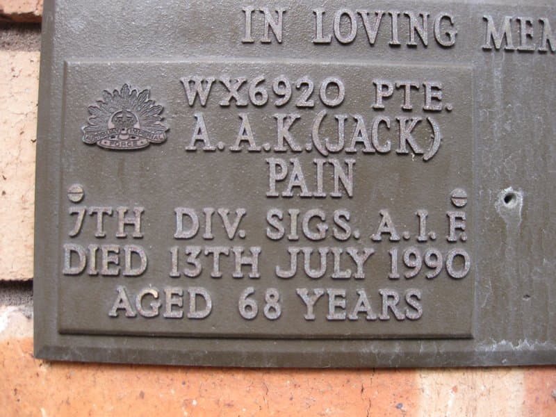 Augustus (Jack) PAIN gravestone photograph 1