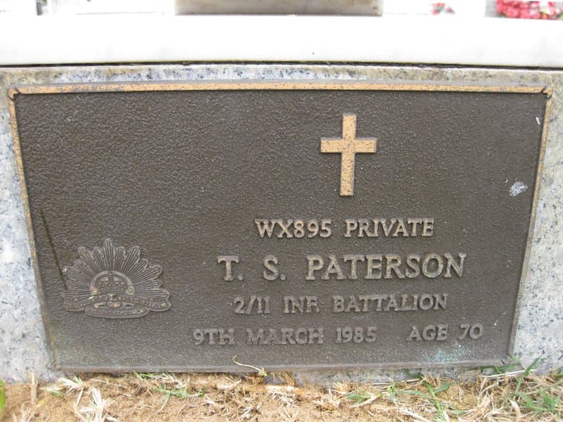 Thomas Stuart PATERSON gravestone photograph 1