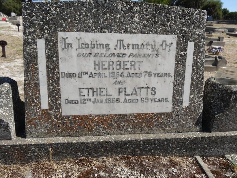 Herbert PLATTS gravestone photograph 1