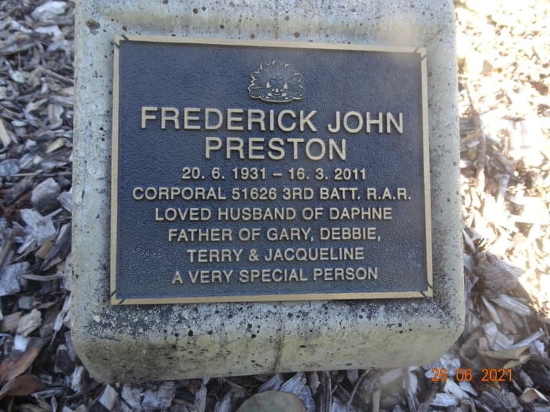Frederick John PRESTON gravestone photograph 1