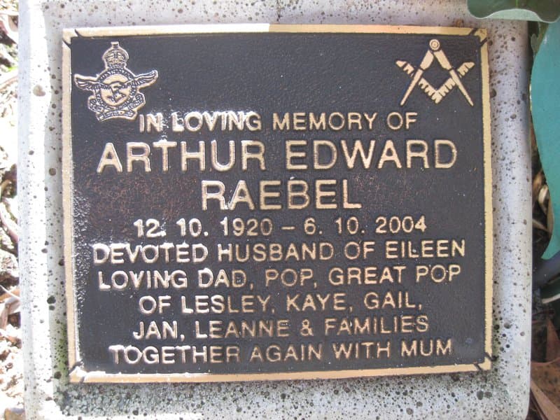 Arthur Edward RAEBEL gravestone photograph 1