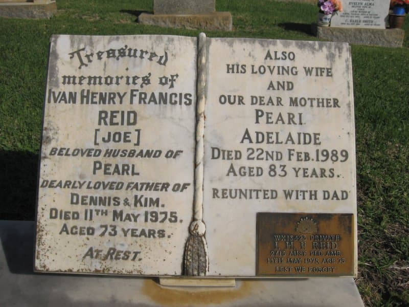 Ivan Henry Francis (Joe) REID gravestone photograph 2