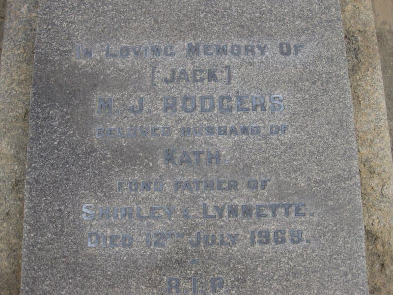 Michael John (Jack) RODGERS gravestone photograph 2