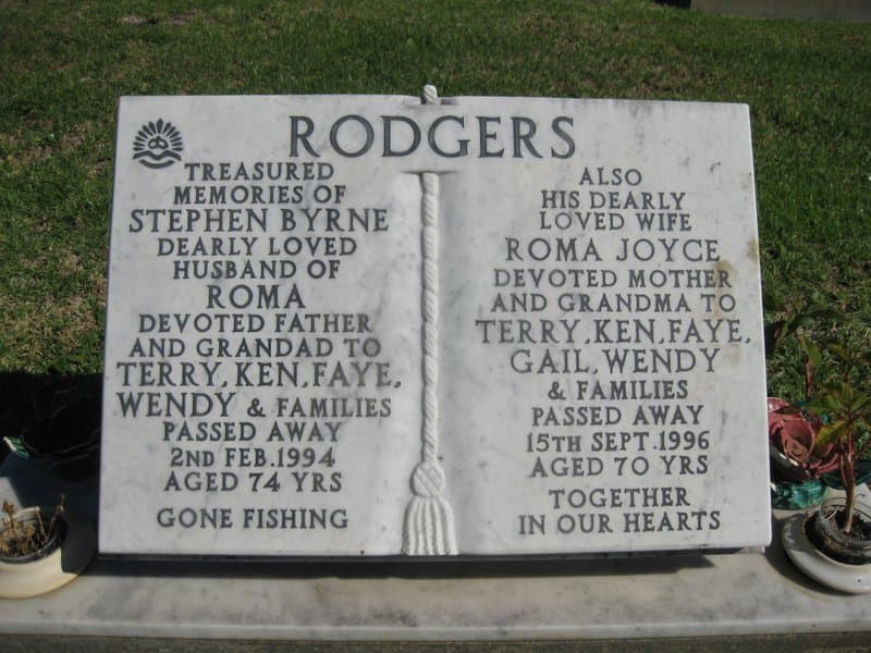 Stephen Byrne RODGERS gravestone photograph 1